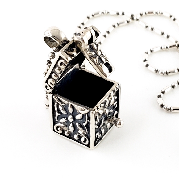 Sterling Silver Jewelry - Sterling silver necklace treasure box pendant